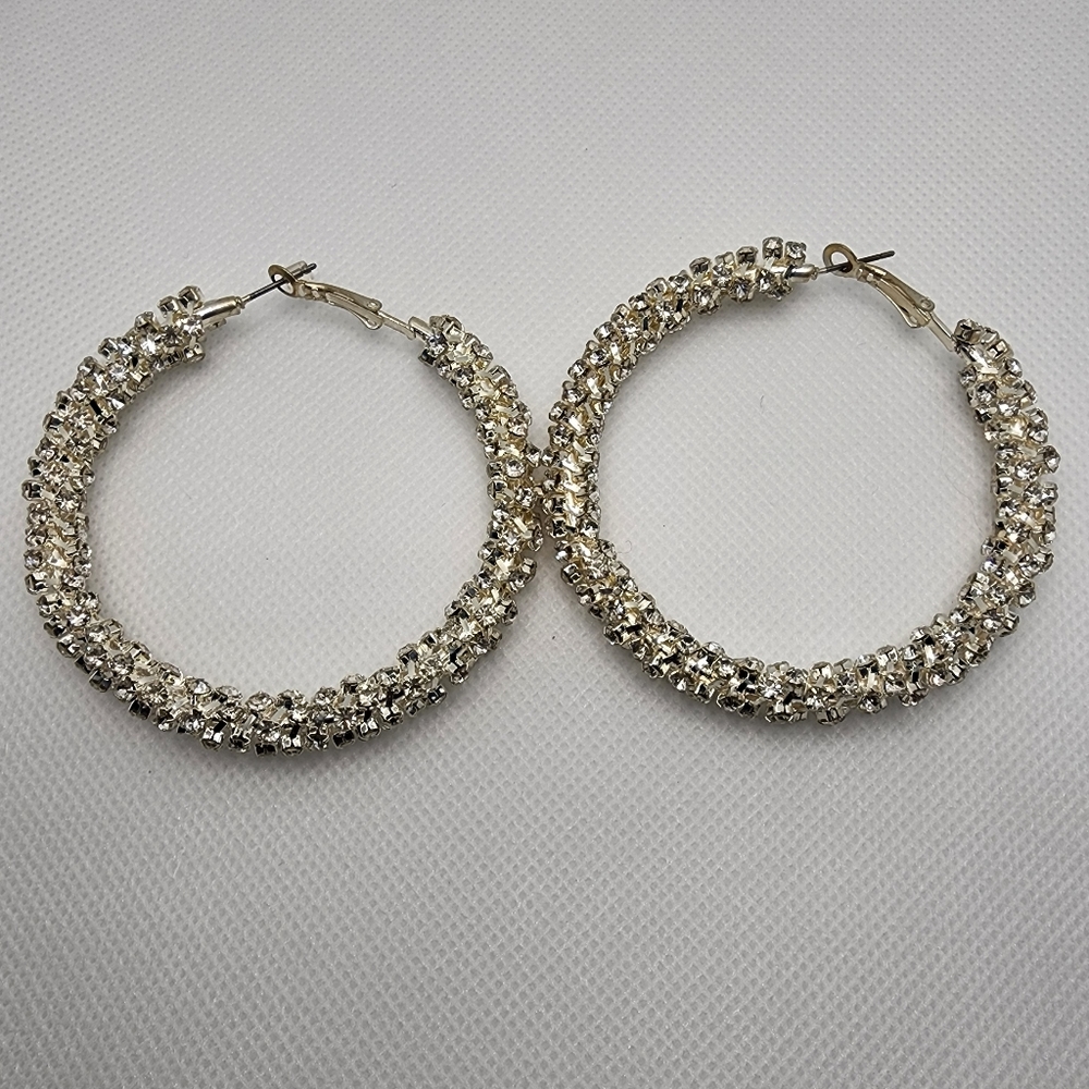 Double Row Hoop Earrings Made with crystals by Swarovski